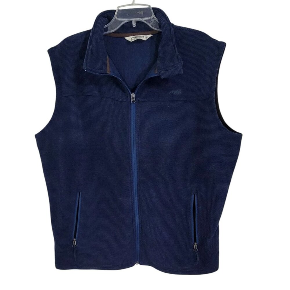 Mountain Khakis Mens Blue Pop Top Vest Full Zip Mock Neck Classic Fit Size XL